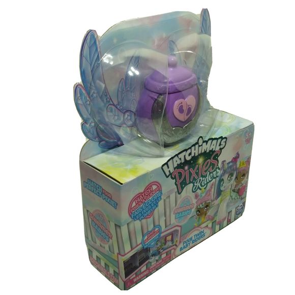 Hatchimals Pixies Riders Pixies Shimmer Twin Babies w/Nursery & Glider - Picture 4 of 6